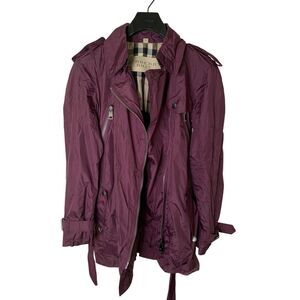 Burberry windbreaker rain utility jacket red wine color women's size 10